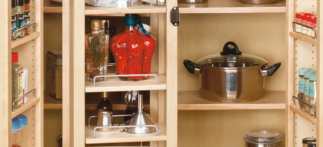 Maximize Kitchen Efficiency: Wood Swing-Out Pantry & Tall Filler Pullout Organizers