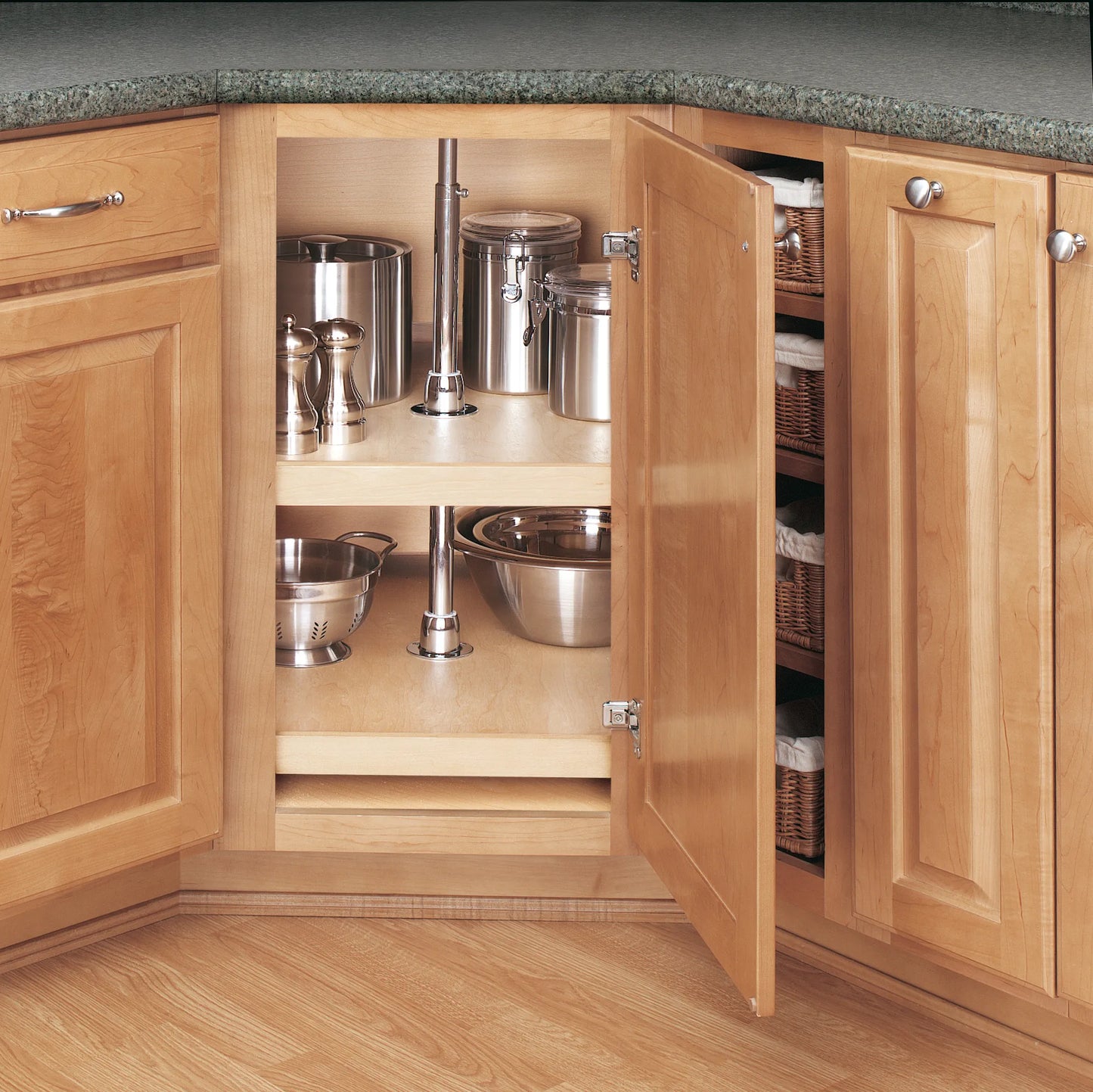 (2) Shelf Wood Classic D-Shaped Lazy Susan
