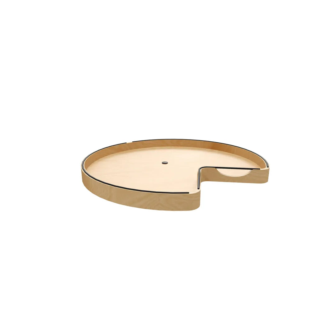 Lazy Susan – Banded Wood, Kidney-Shaped Organizer with Swivel Bearing and Matte Black Accents for Corner Base & Lower Cabinets