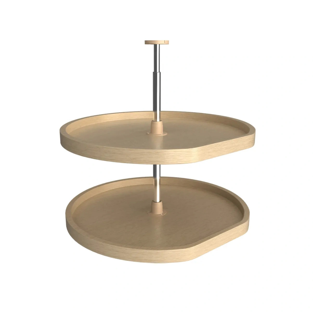 (2) Shelf Banded Wood D-Shape Lazy Susan