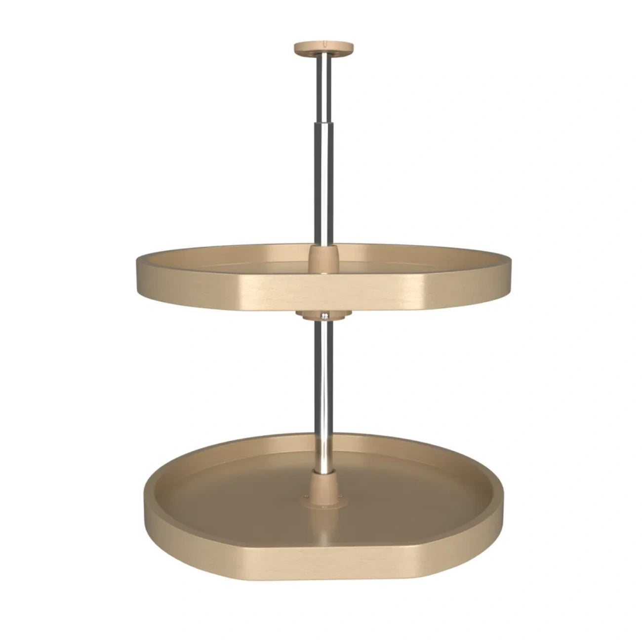 (2) Shelf Banded Wood D-Shape Wall Lazy Susan