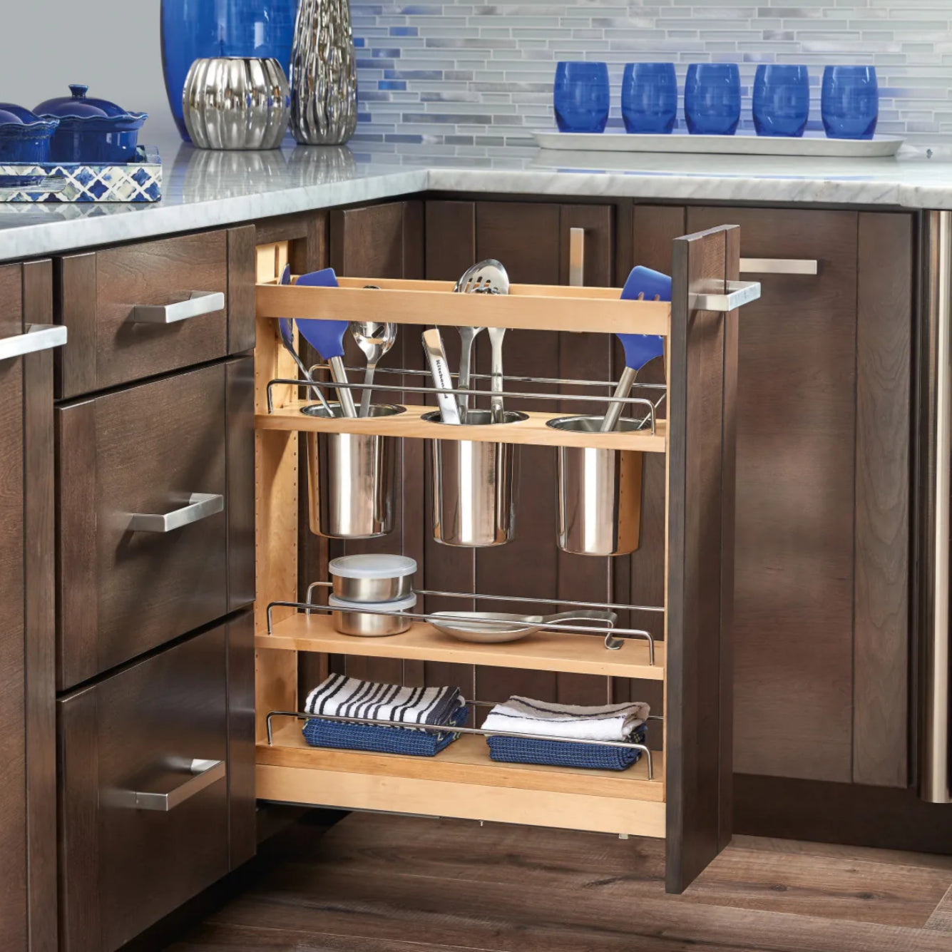 Pull-Out with Utensil Bins for Utensil Storage