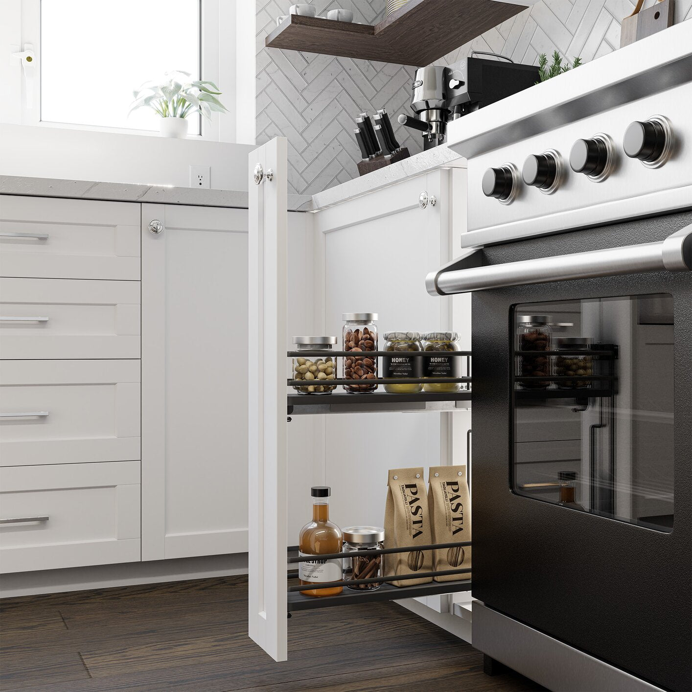 Vibo Galaxy Base Cabinet Pullout, Left Side Mounted, Soft-Close, Anthracite Grey