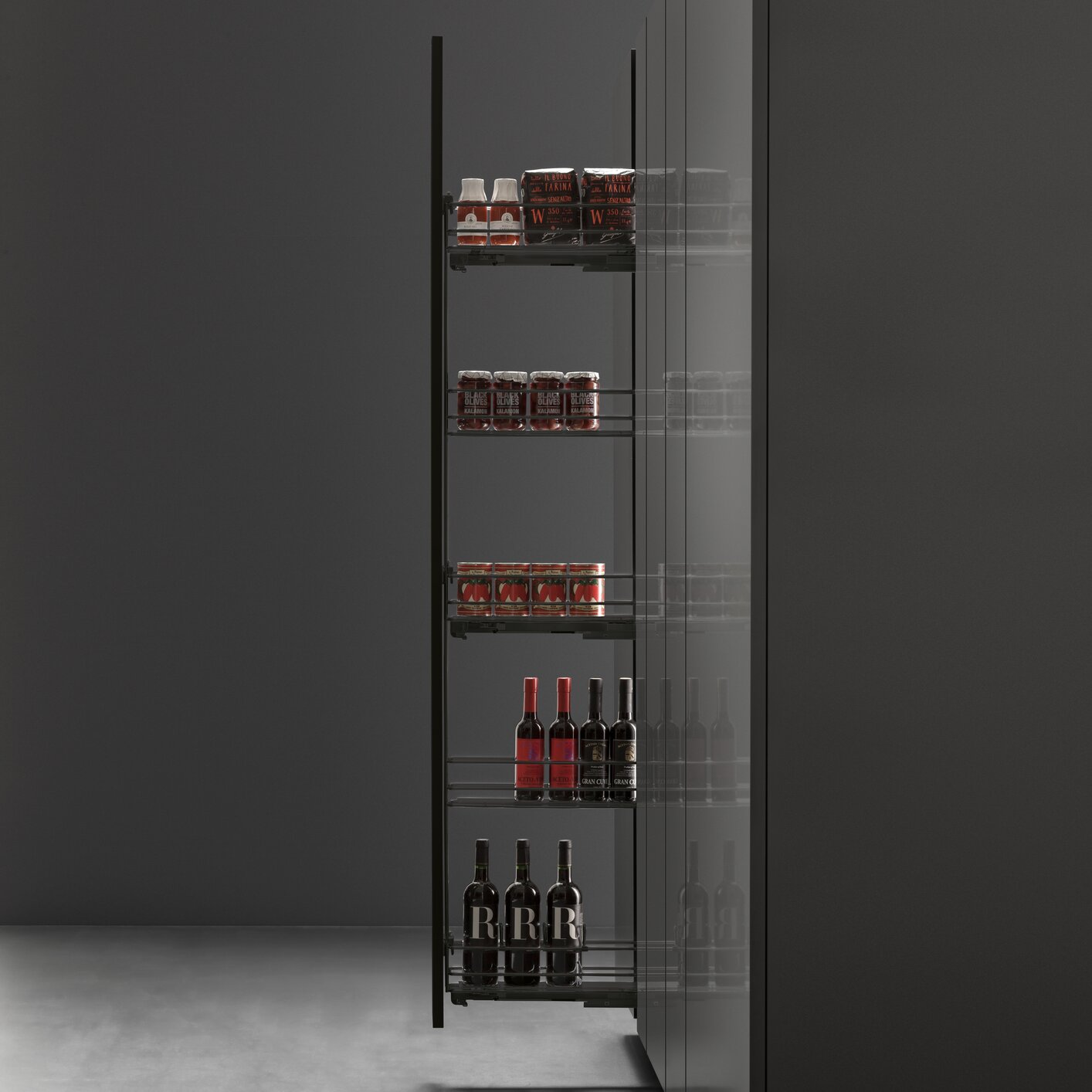 Vibo Filler Pullout for Narrow Pantry, Anthracite Grey