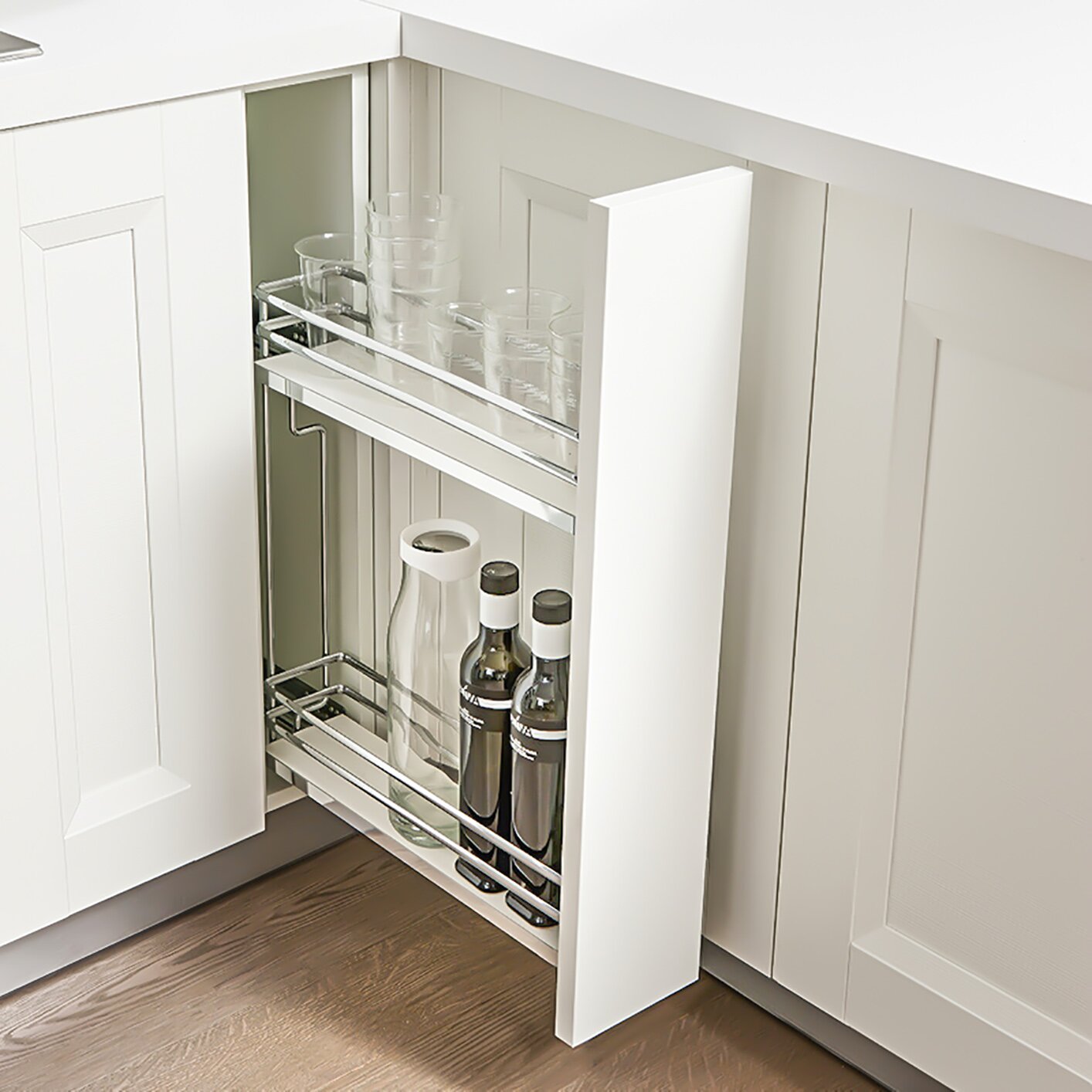 Vibo Galaxy 2 Shelf Side Pullout, 6", Full-Extension, Right Side Mounted, Soft-Close, Maple/Champagne