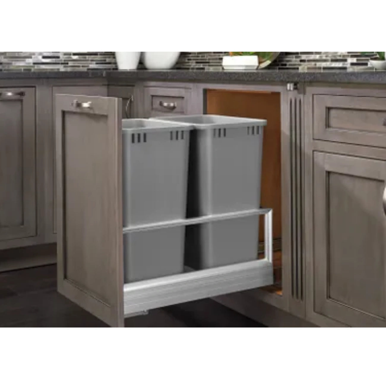Aluminum Bottom Mount Waste Container w/Rev-A-Motion