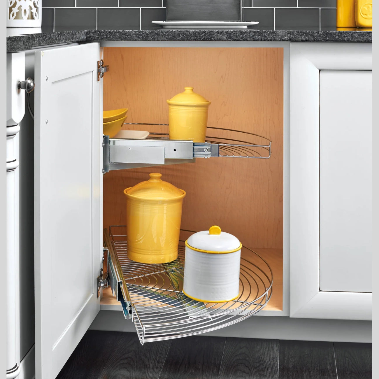 Half-Moon, Chrome Wire Organizer for Blind Corner Cabinets