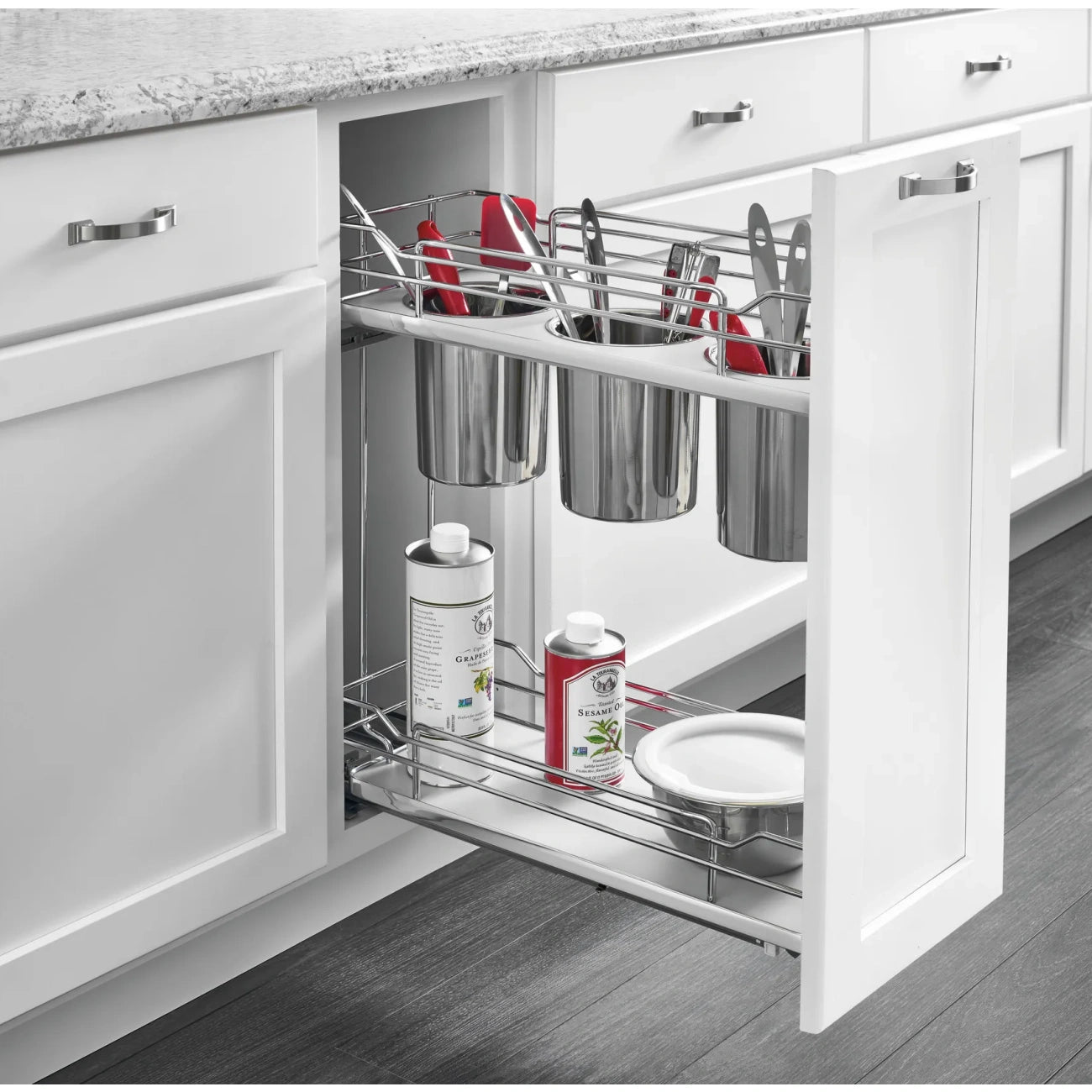 Contemporary Base Cabinet Pullout w/Utensil Bins