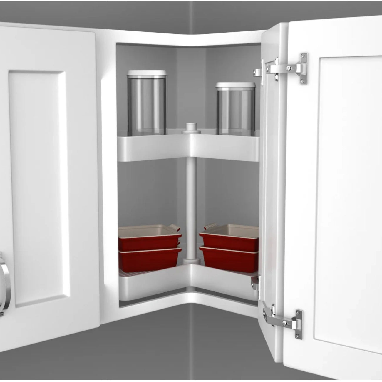Lazy Susan – Kidney-Shaped, Polymer, 2-Shelf Organizer for Wall & Upper Cabinets