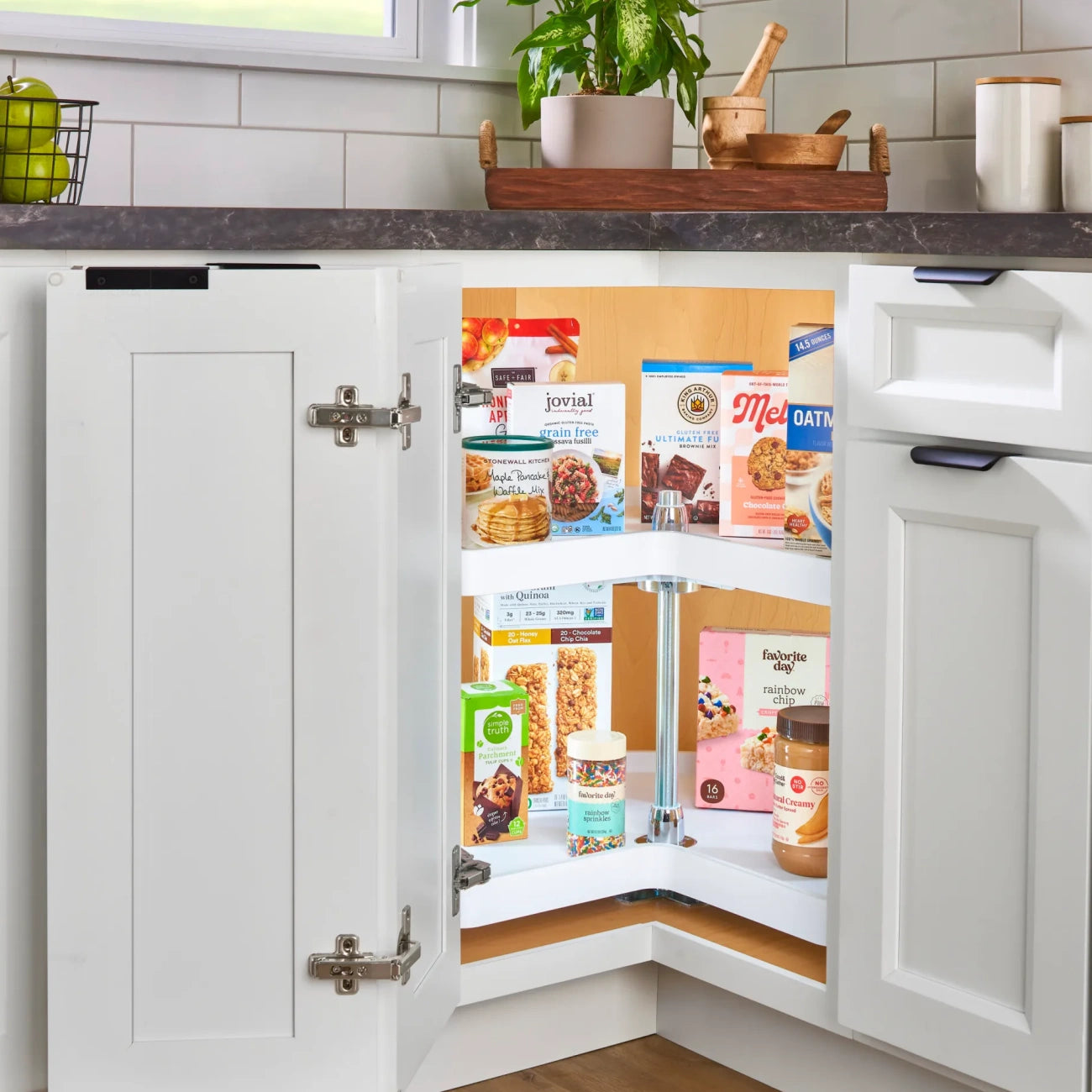 Lazy Susan – RAS, Kidney-Shaped, Polymer Organizer with Hub for Base & Lower Cabinets