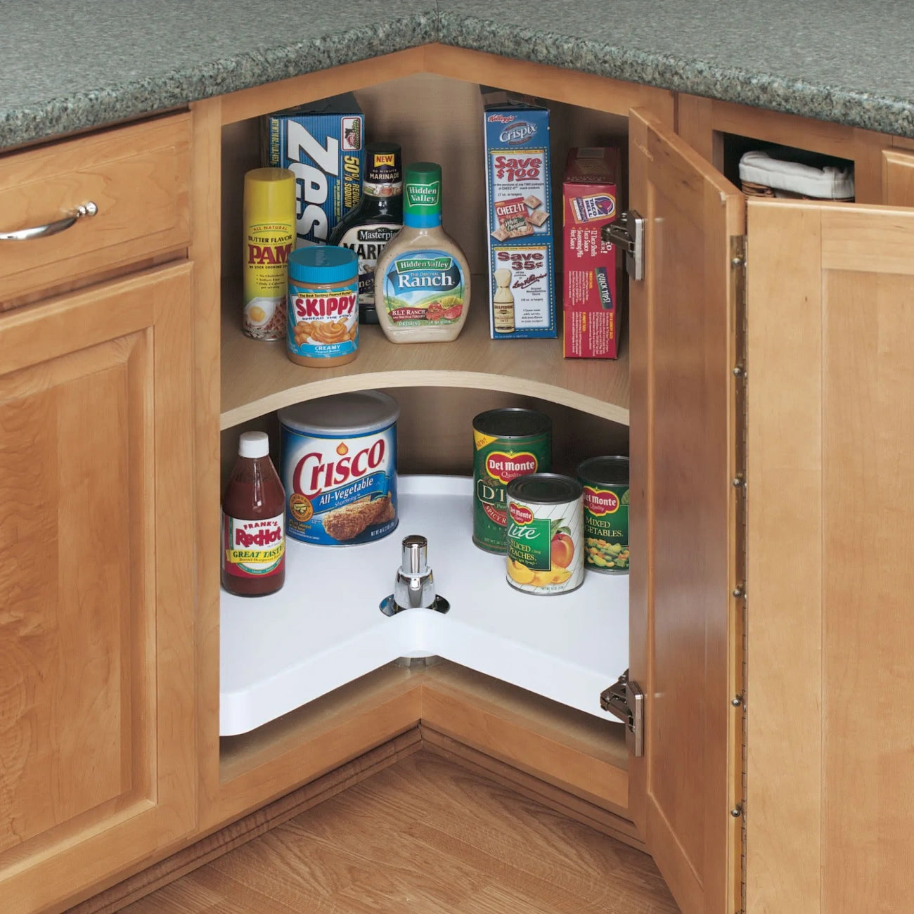 Lazy Susan – RAS, Kidney-Shaped, Polymer, Single Shelf, Bottom Mount Organizer for Base & Lower Cabinets