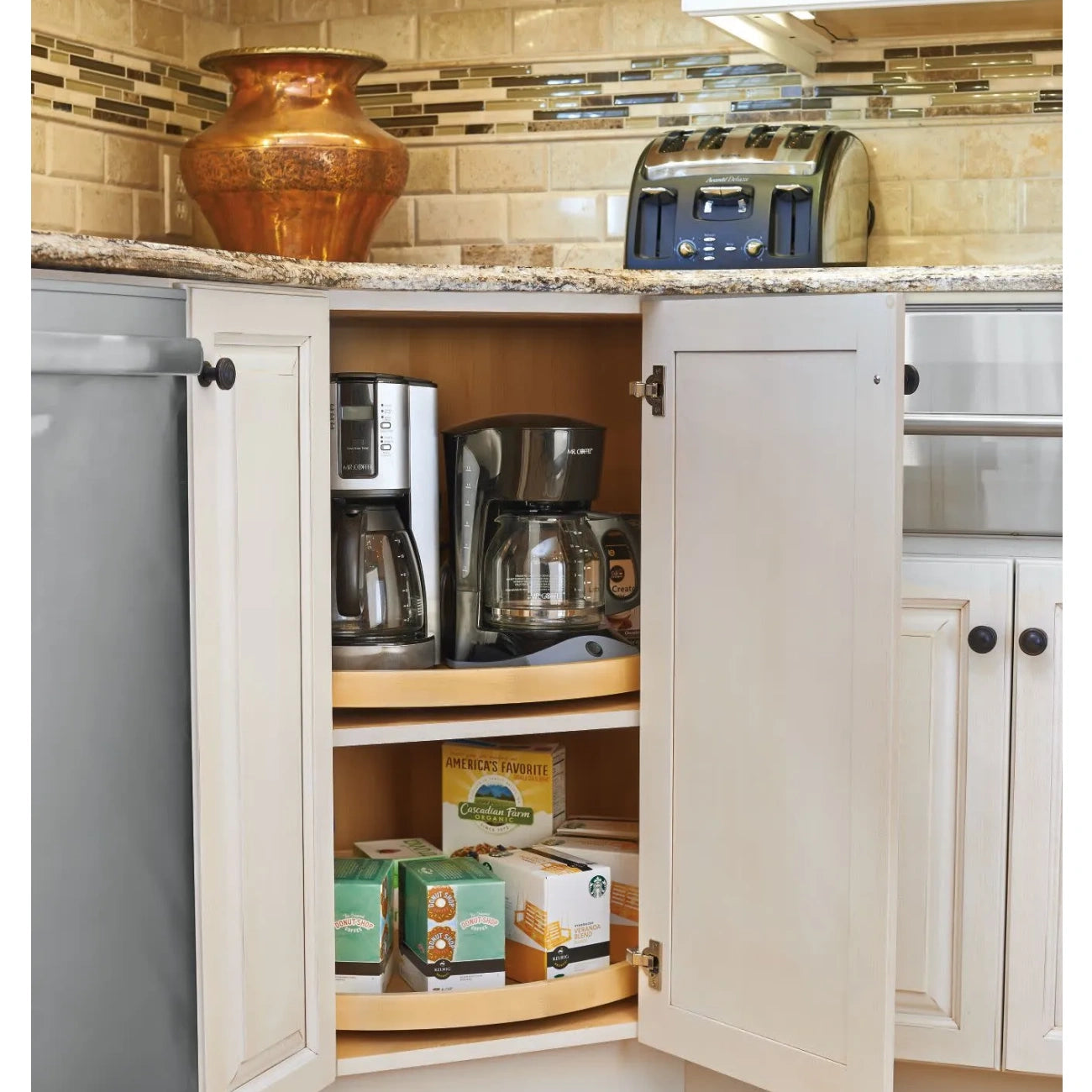 Lazy Susan – Classic Full Circle, Wood, Single Shelf Organizer for Base & Lower Cabinets