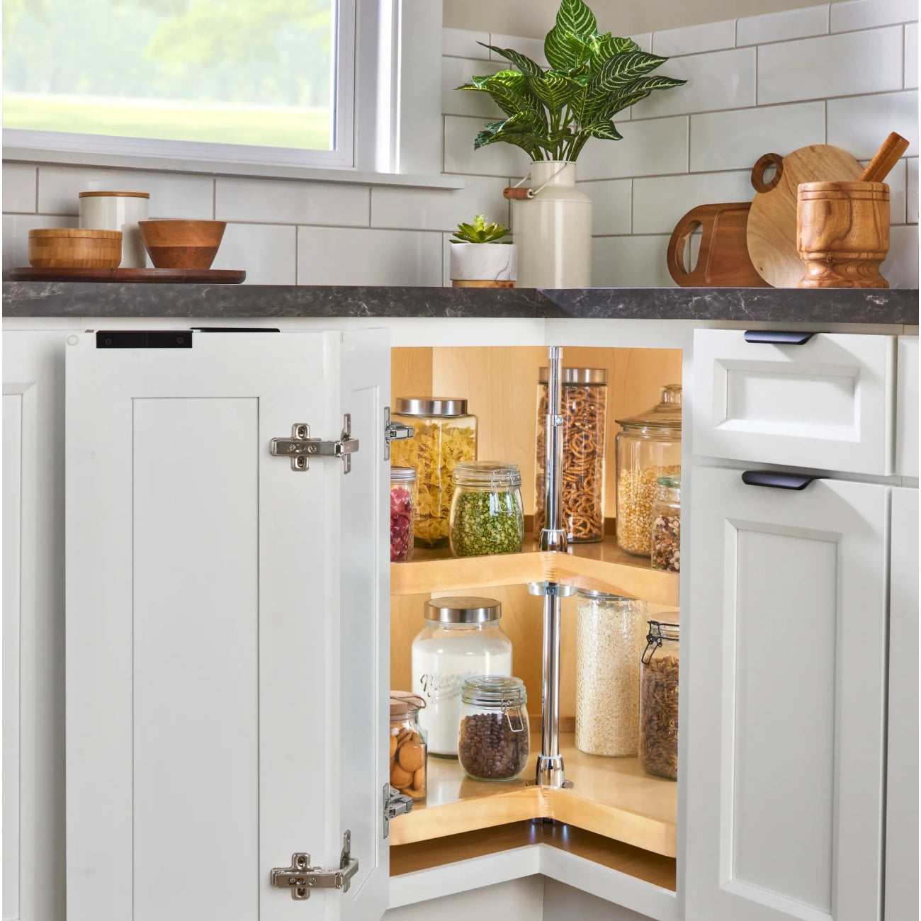 Wood Classic Kidney-Shaped 2-Shelf Lazy Susans