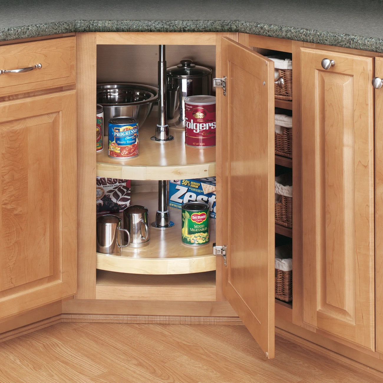 (2) Shelf Wood Classic Full Circle Lazy Susan