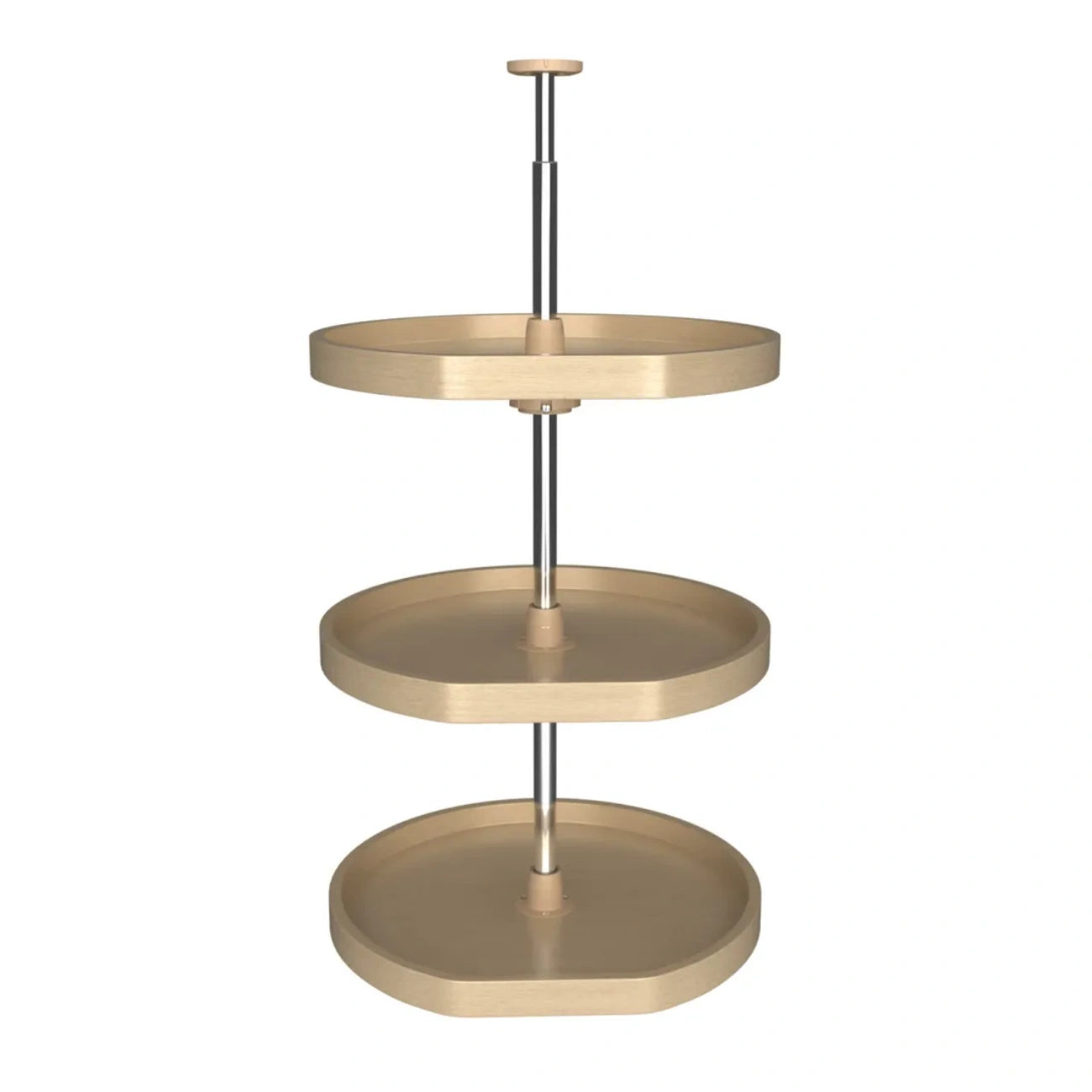 (3) Shelf Banded Wood D-Shape Wall Lazy Susan
