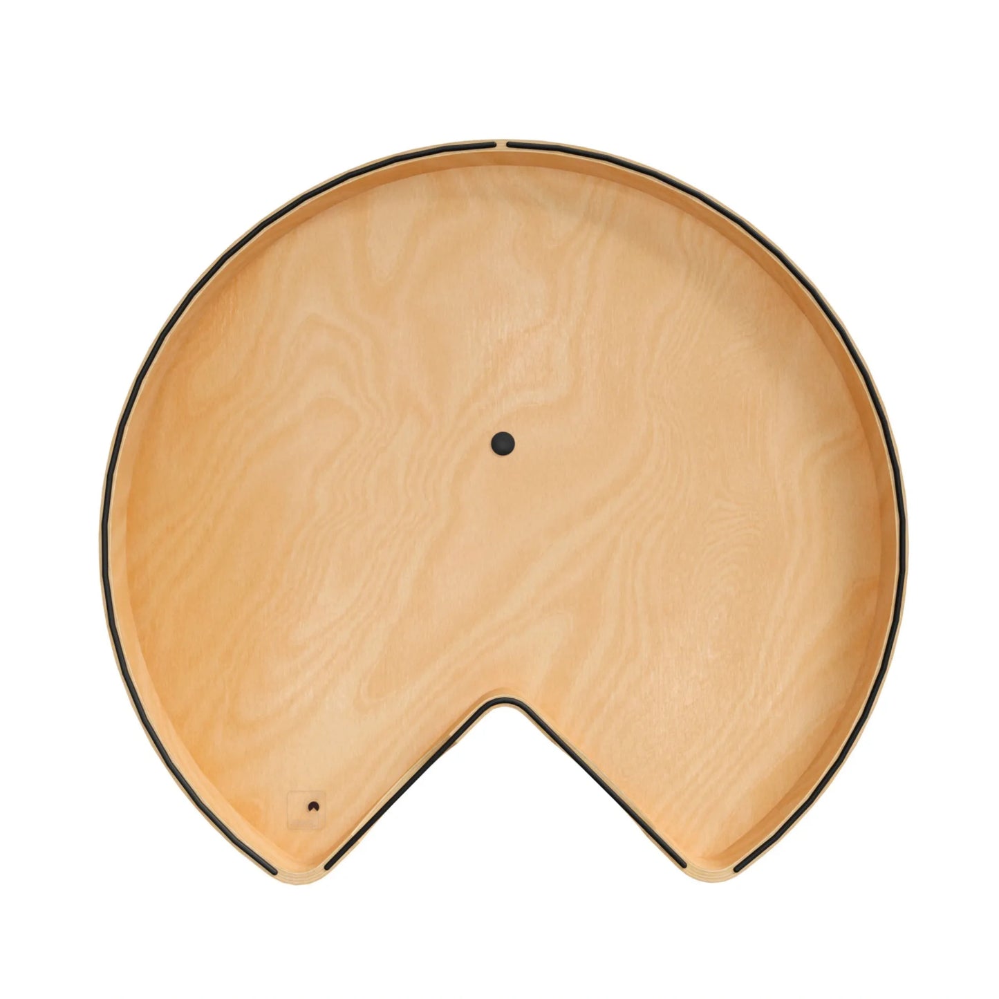 Lazy Susan – Banded Wood, Kidney-Shaped Organizer with Swivel Bearing and Matte Black Accents for Corner Base & Lower Cabinets