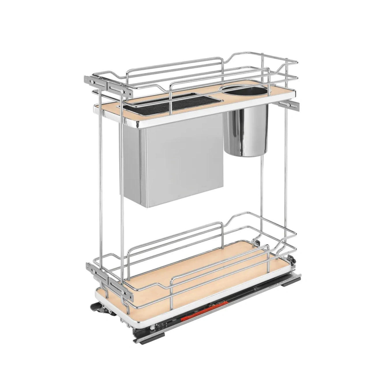 Contemporary Base Cabinet Pullout w/ Knife Block and Utensil Bin