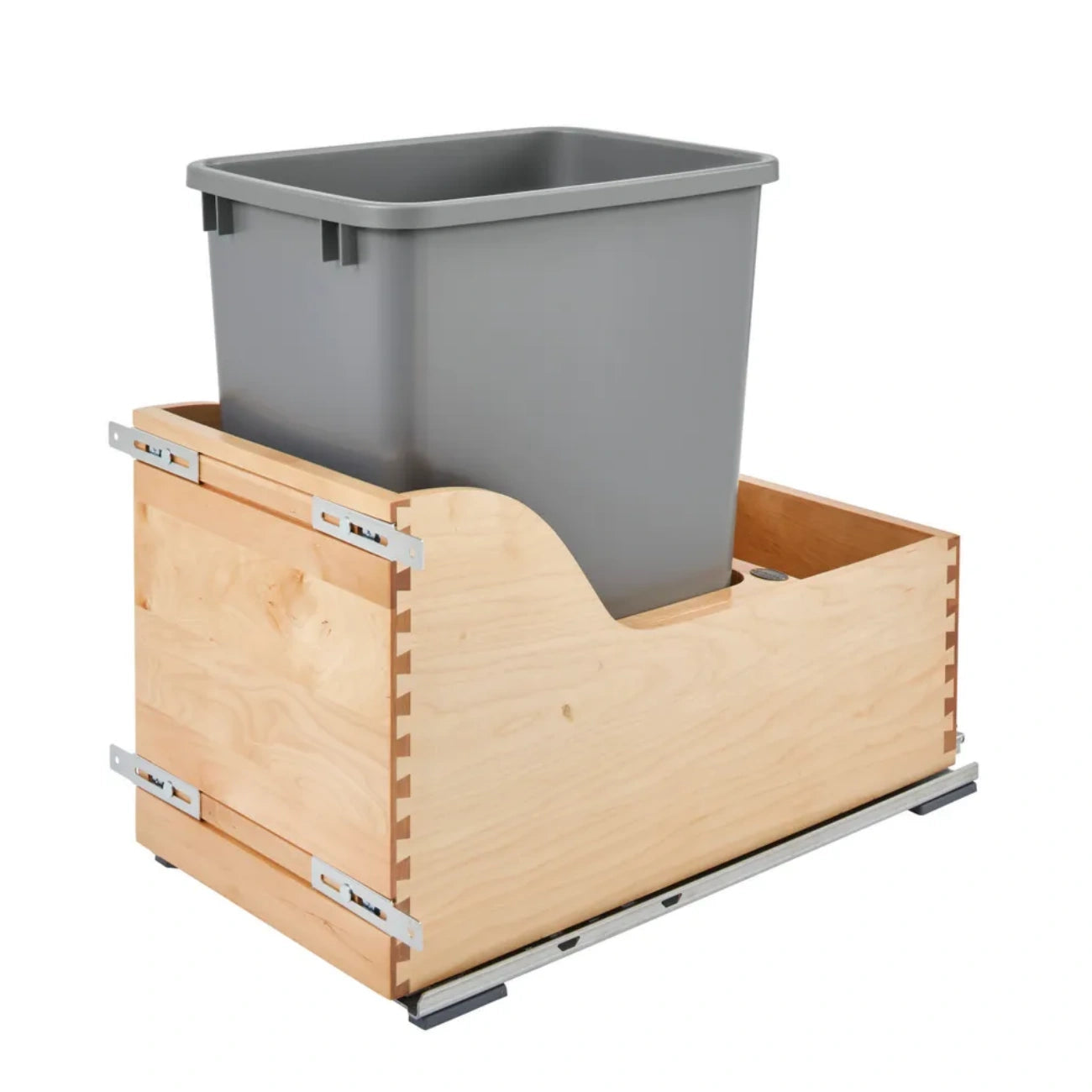 Maple Bottom Mount Waste Container w/SERVO-DRIVE Electric Pull-Out Trash Bin Cabinet