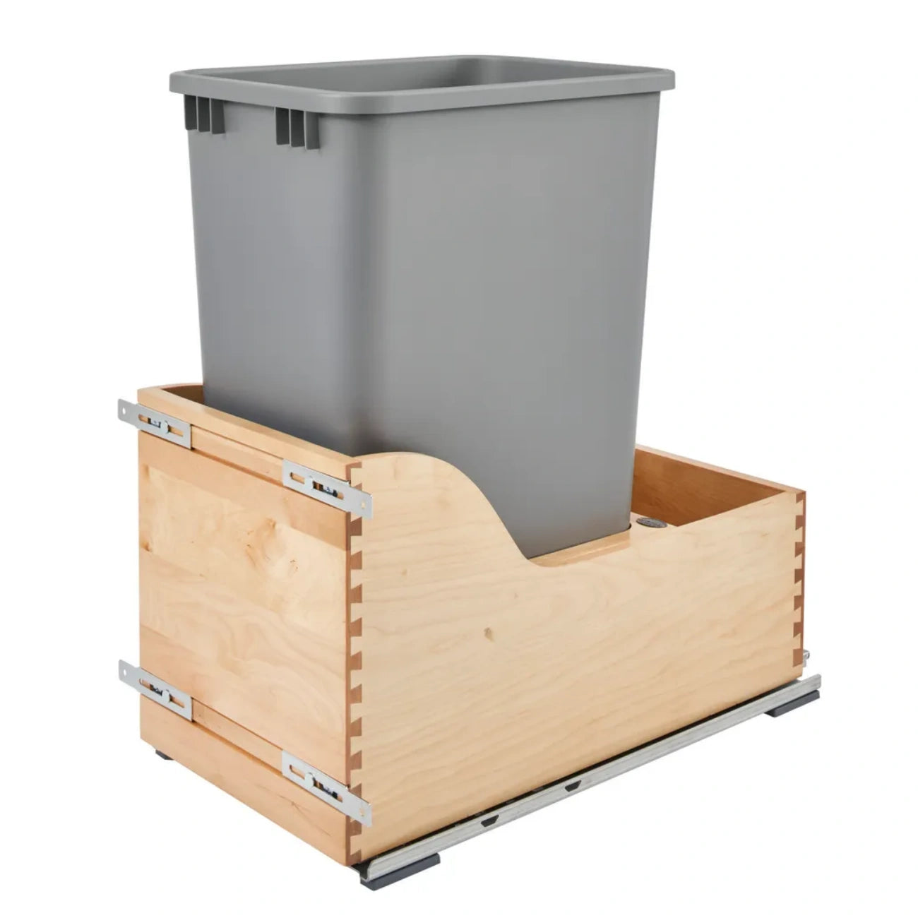 Maple Bottom Mount Waste Container w/SERVO-DRIVE Electric Pull-Out Trash Bin Cabinet