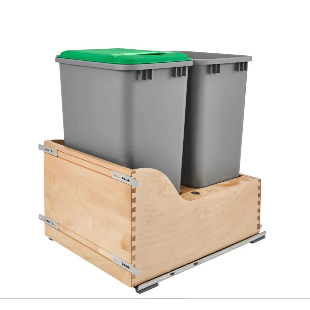 Maple Bottom Mount Waste Container w/SERVO-DRIVE Electric Pull-Out Trash Bin Cabinet