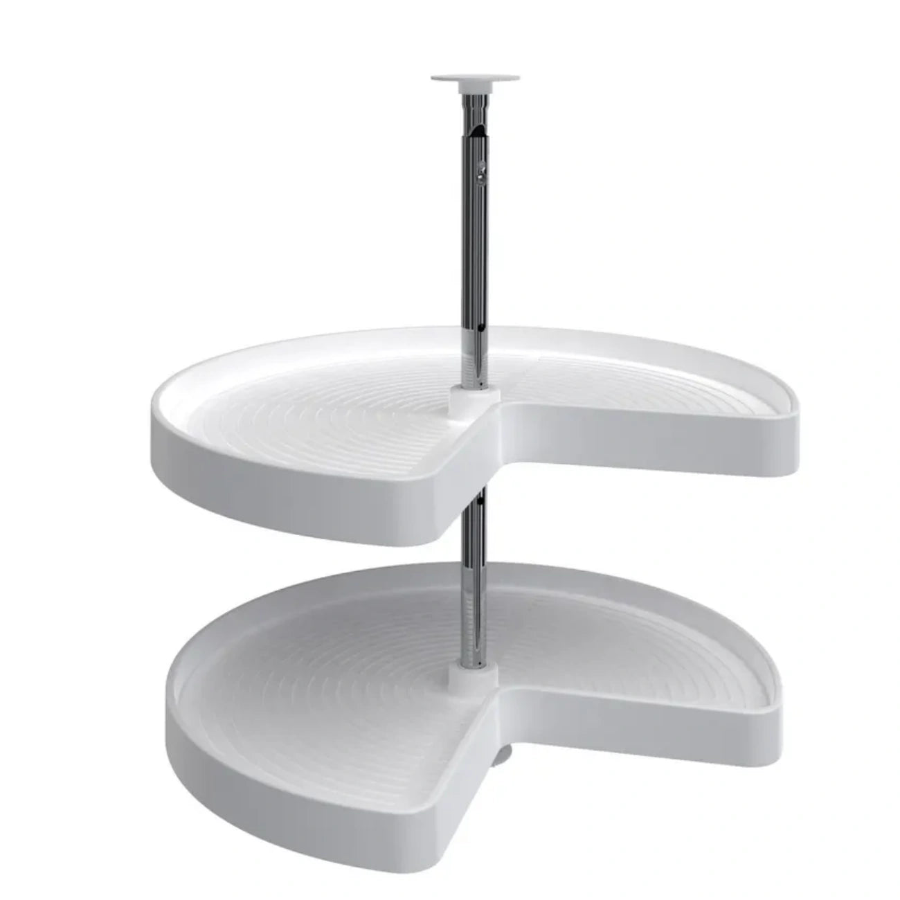 Lazy Susan – Kidney-Shaped, Polymer, 2-Shelf Organizer for Base & Lower Cabinets