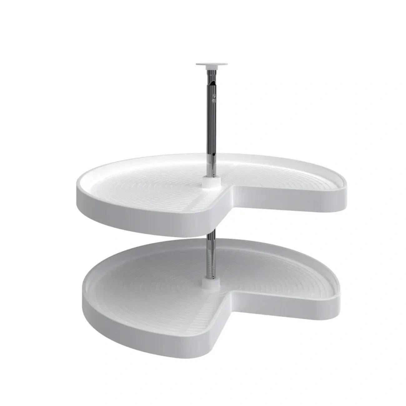 Lazy Susan – Kidney-Shaped, Polymer, 2-Shelf Organizer for Base & Lower Cabinets