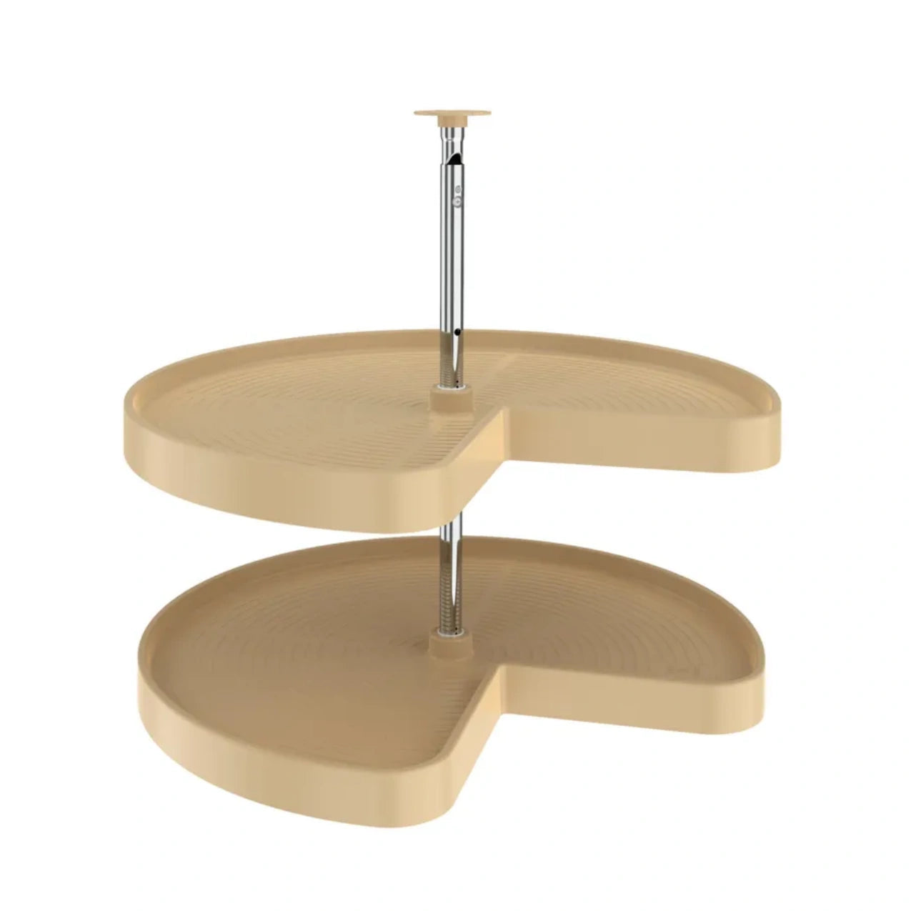 Lazy Susan – Kidney-Shaped, Polymer, 2-Shelf Organizer for Base & Lower Cabinets