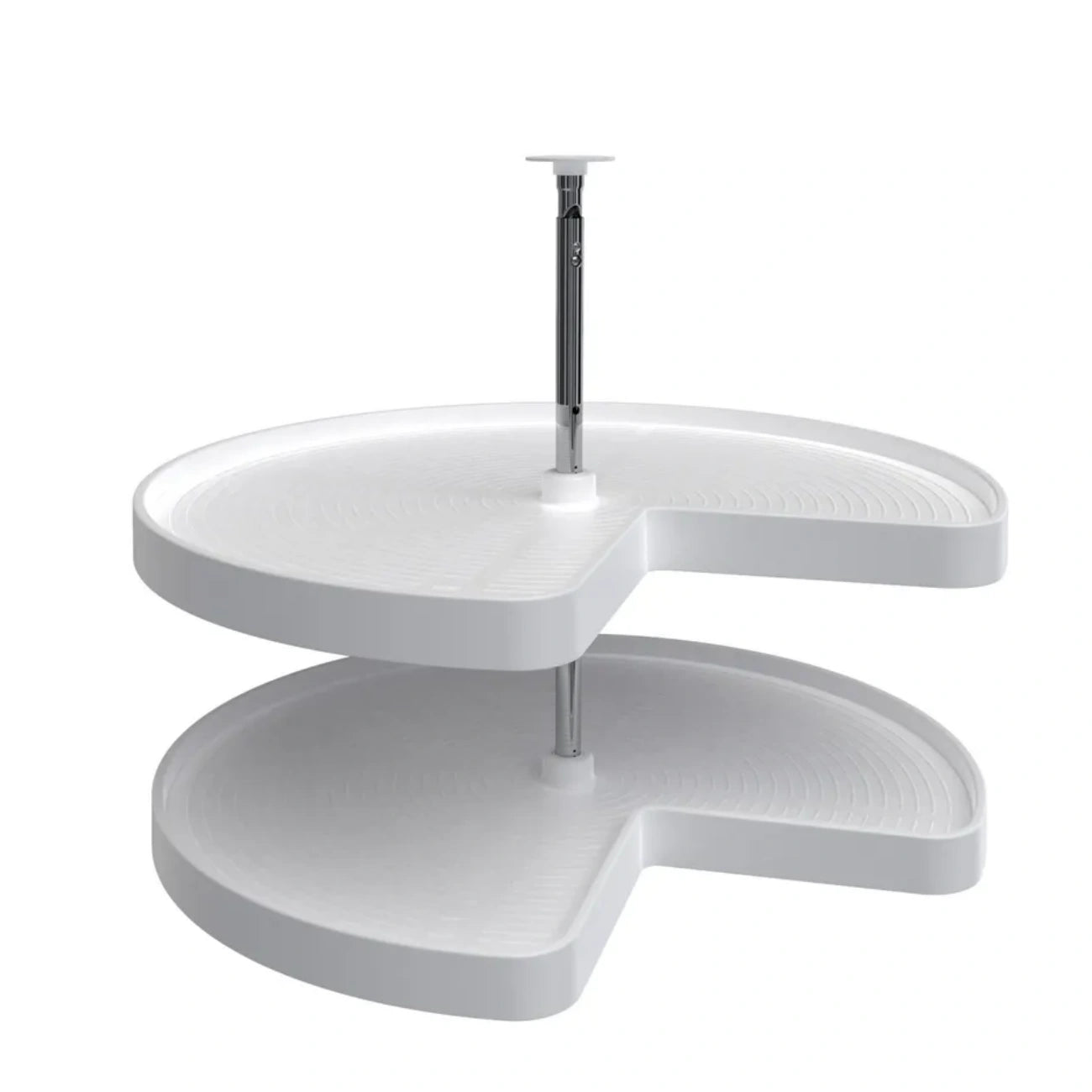Lazy Susan – Kidney-Shaped, Polymer, 2-Shelf Organizer for Base & Lower Cabinets