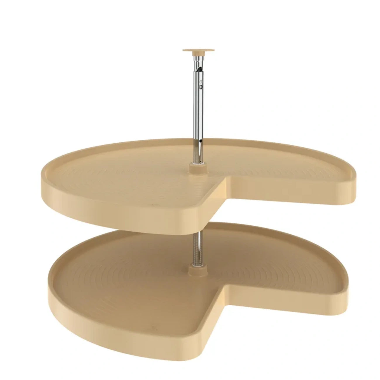 Lazy Susan – Kidney-Shaped, Polymer, 2-Shelf Organizer for Base & Lower Cabinets
