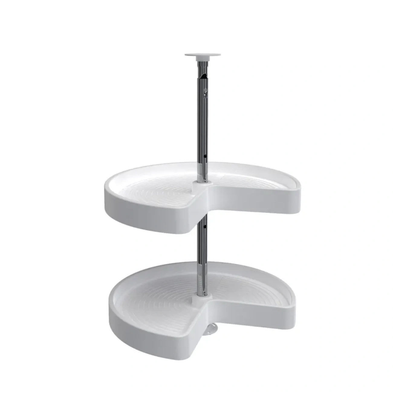 Lazy Susan – Kidney-Shaped, Polymer, 2-Shelf Organizer for Wall & Upper Cabinets