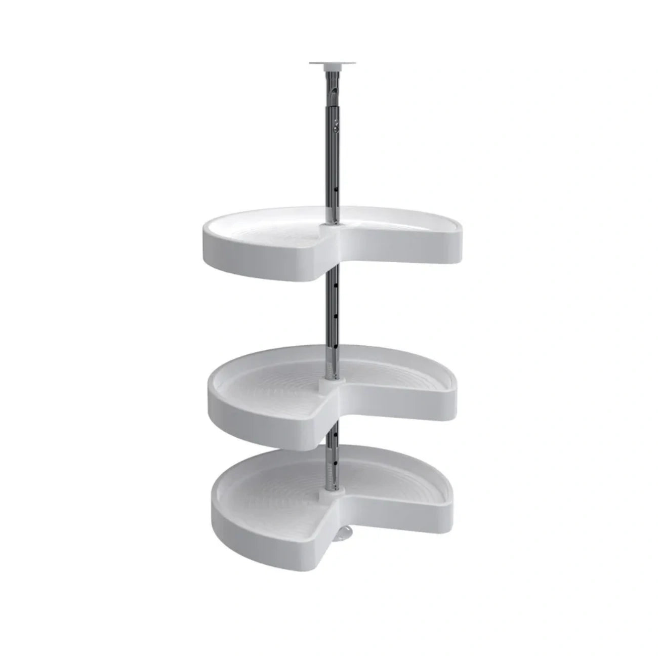 Lazy Susan – Kidney-Shaped, Polymer, 3-Shelf Organizer for Wall & Upper Cabinets