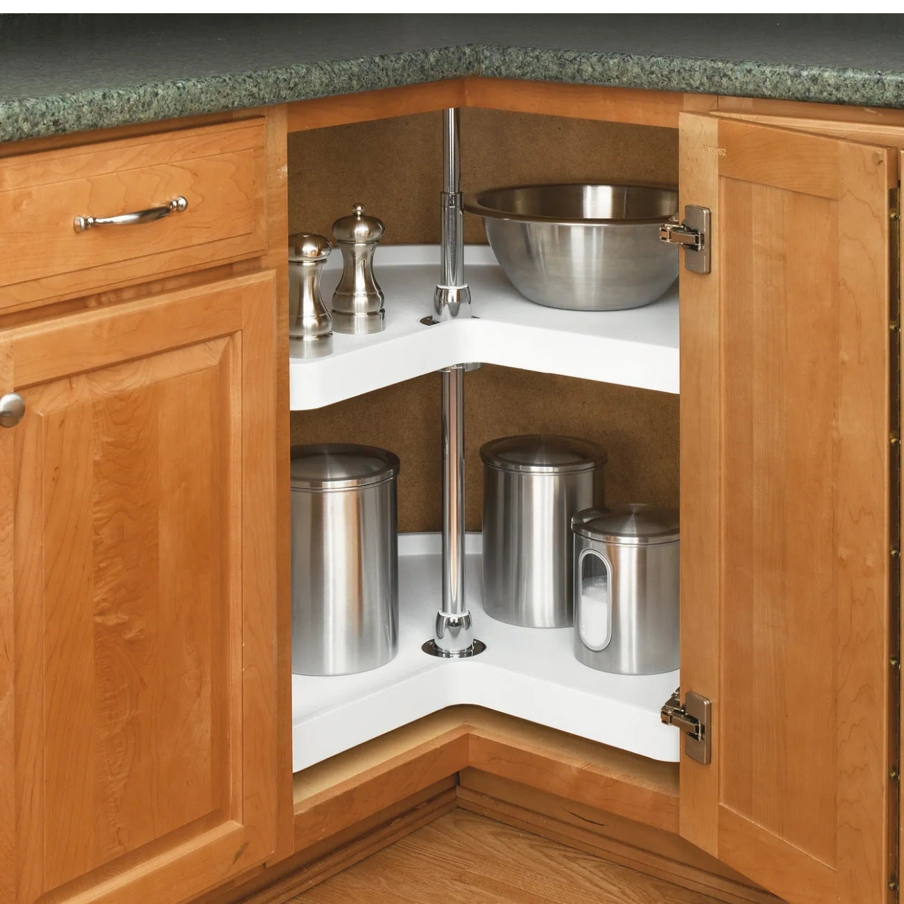 Lazy Susan – RAS, Kidney-Shaped, Polymer, 2-Shelf Organizer for Base & Lower Cabinets