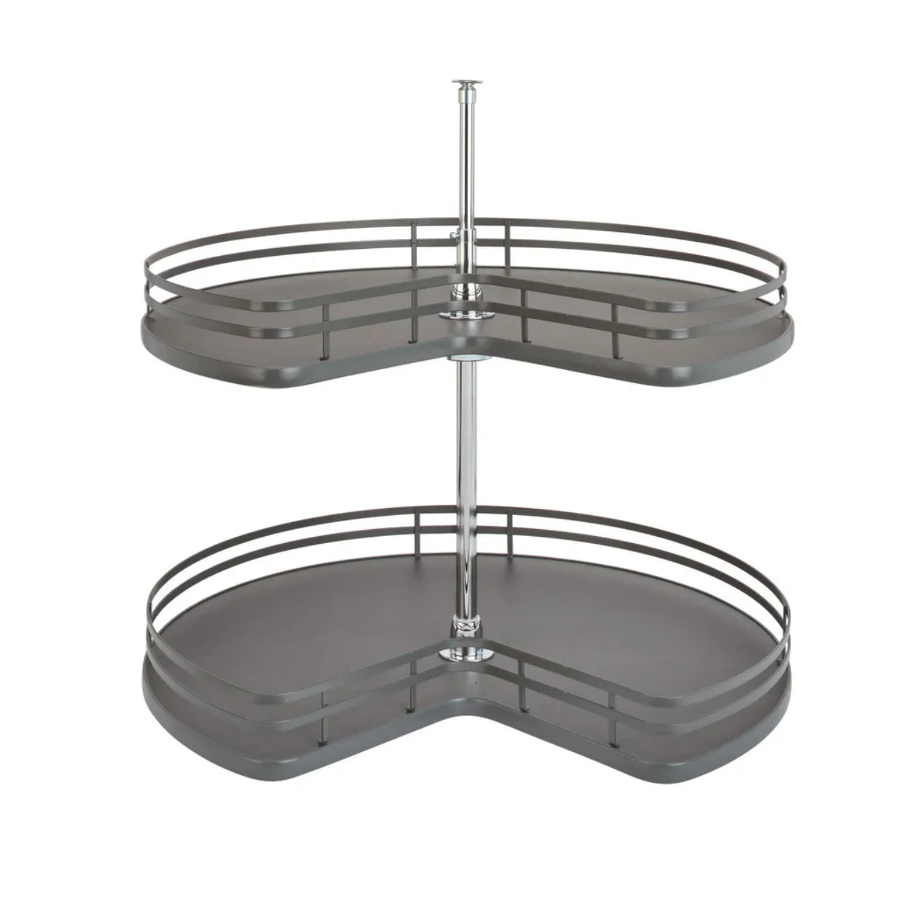 Solid Bottom 2-Shelf Kidney-Shaped Lazy Susan for Corner Base Cabinet