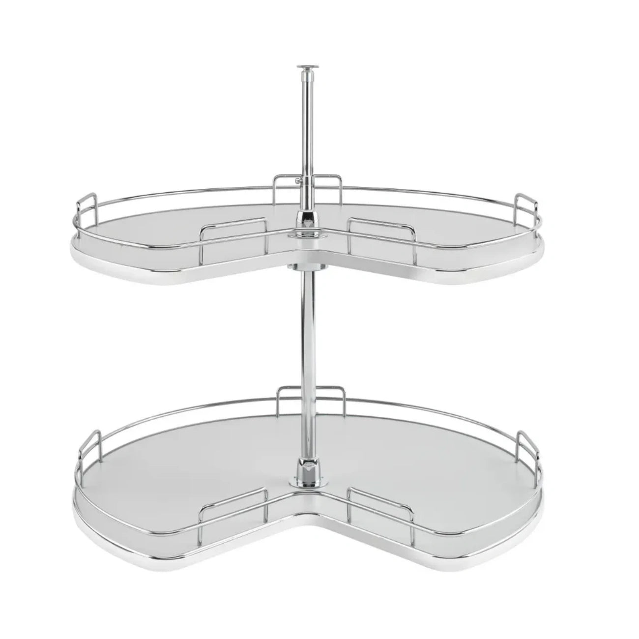 Solid Bottom 2-Shelf Kidney-Shaped Lazy Susan for Corner Base Cabinet