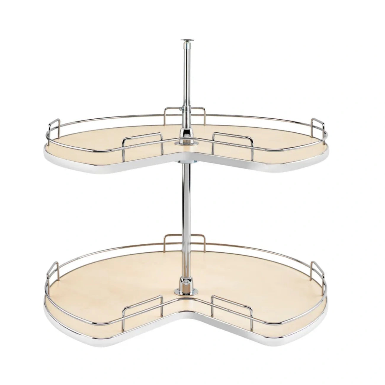 Solid Bottom 2-Shelf Kidney-Shaped Lazy Susan for Corner Base Cabinet