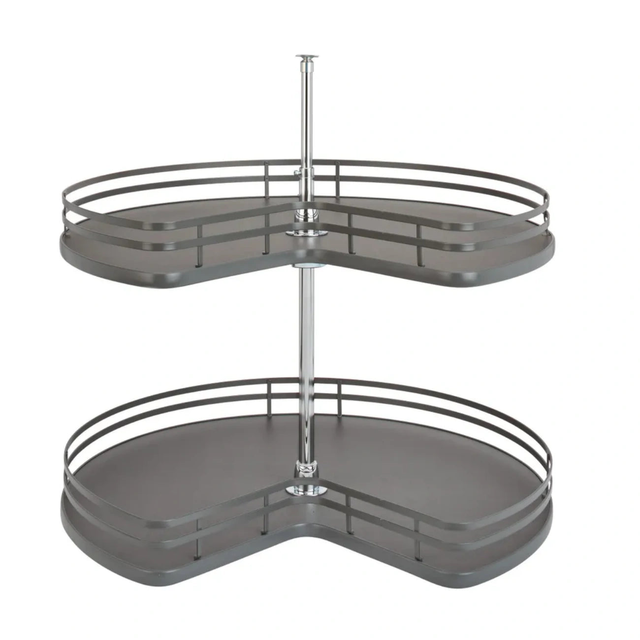 Solid Bottom 2-Shelf Kidney-Shaped Lazy Susan for Corner Base Cabinet