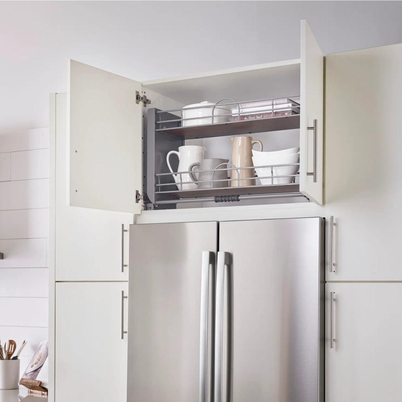 Solid Bottom Pull-Down Shelving System