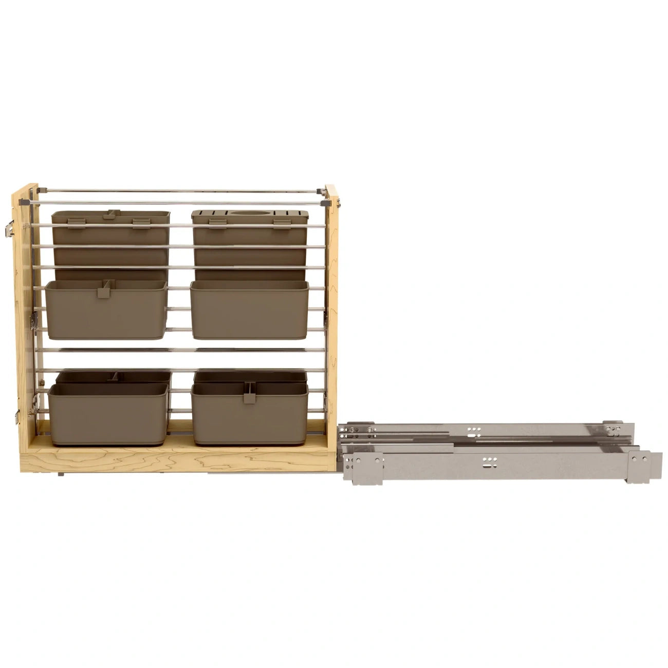 Wood Base Cabinet Modular Pullout Organizer w/ Soft Close