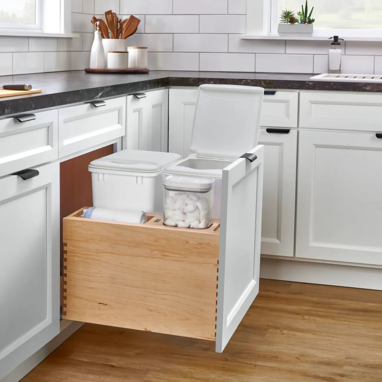 Wood Bottom Mount Waste Container System