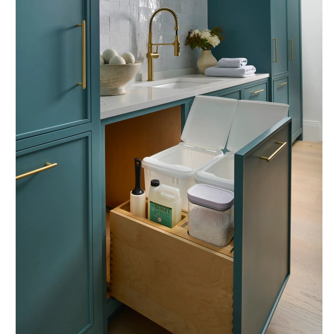 Wood Bottom Mount Waste Container System