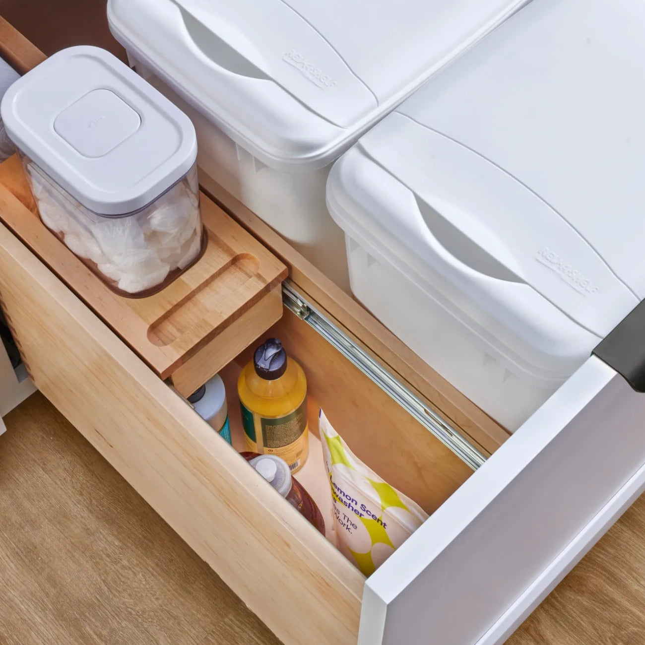 Wood Bottom Mount Waste Container System