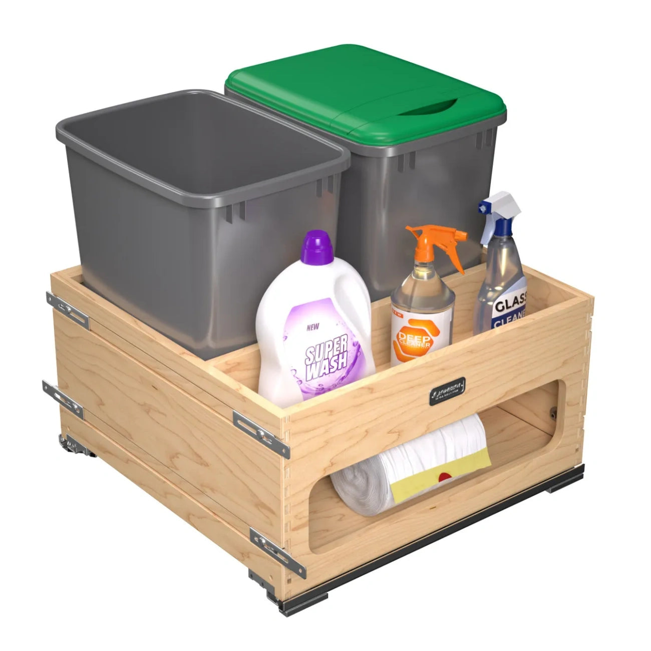 Wood Bottom Mount Waste Management Center w/ Soft-Close