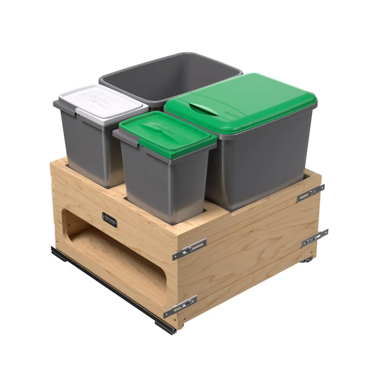 Wood Bottom Mount Waste Management Center w/ Soft-Close