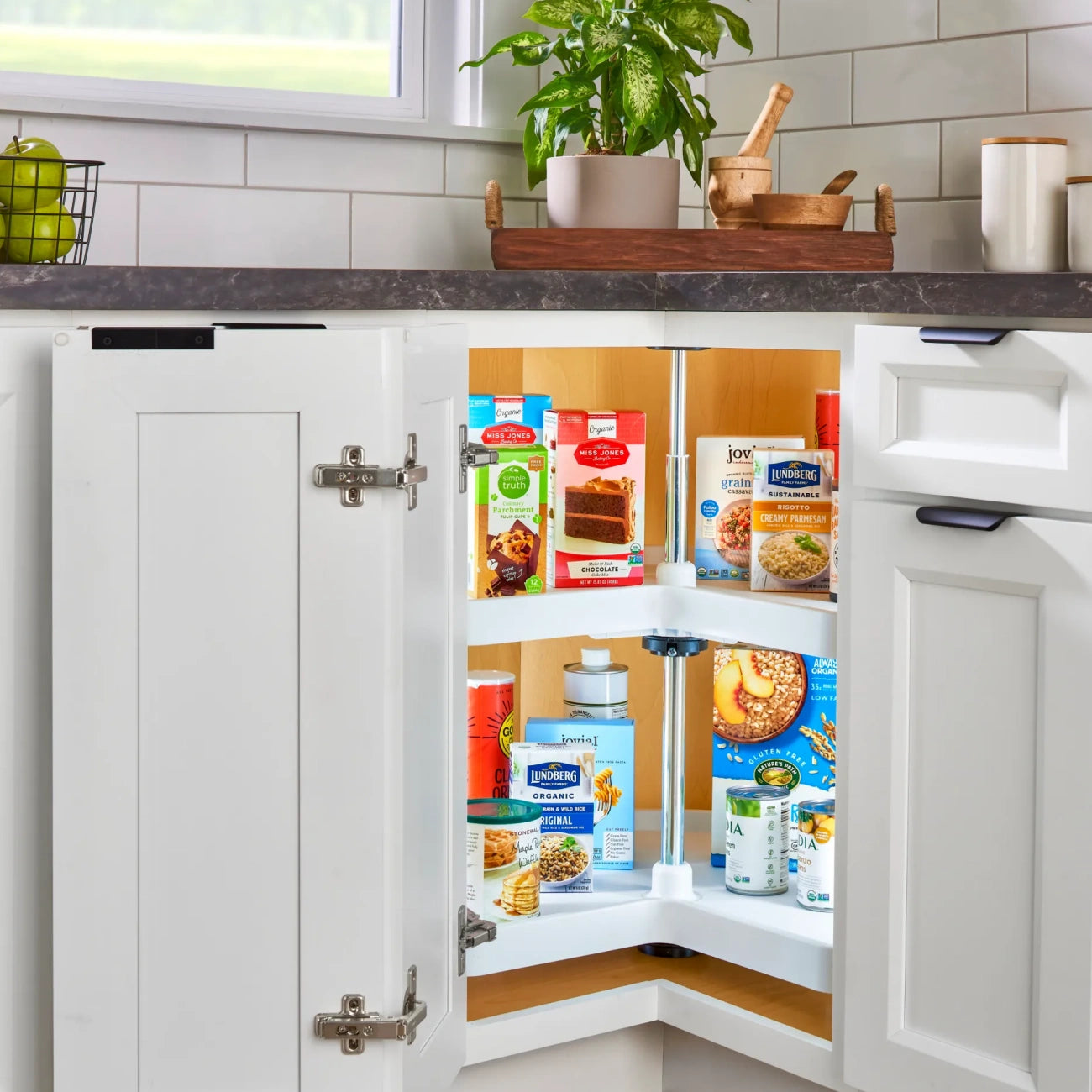 Lazy Susan – Value Line, Kidney-Shaped, Polymer, 2-Shelf Organizer for Base & Lower Cabinets