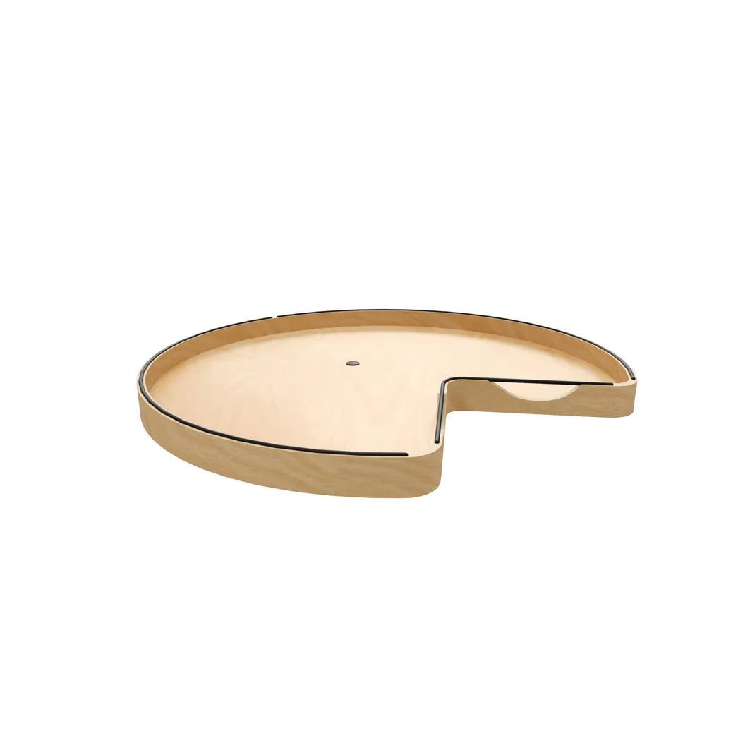 Lazy Susan – Banded Wood, Kidney-Shaped Organizer with Swivel Bearing and Matte Black Accents for Corner Base & Lower Cabinets