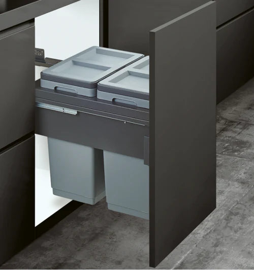 Garbage Bins System - Width 16-1/2 Inches with Plastic Lids