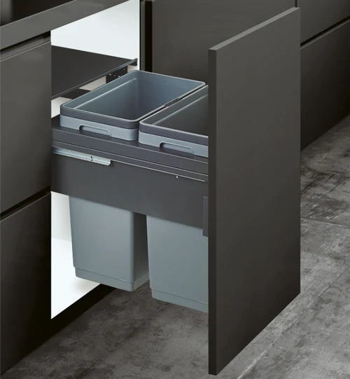 Garbage Bins System - Width 16-1/2 Inches with Build-in Metal Lid