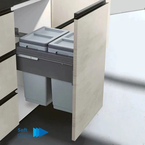 Garbage Bins System - Width 13-1/2 Inches with Plastic Lids