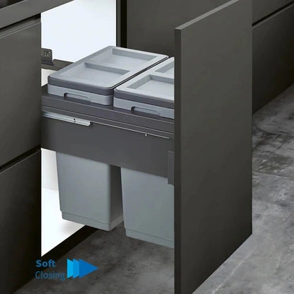 Garbage Bins System - Width 16-1/2 Inches with Plastic Lids