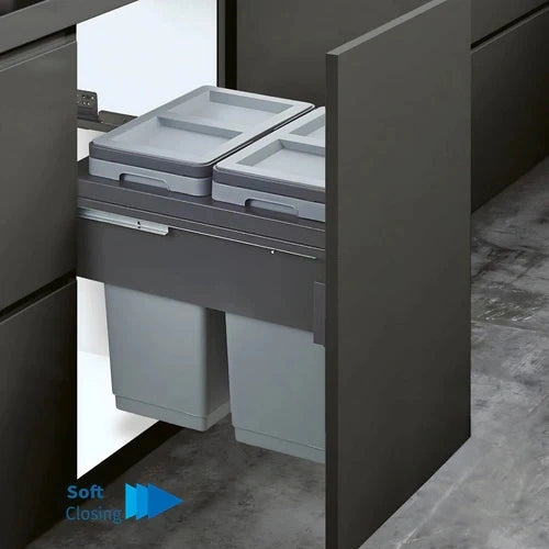 Garbage Bins System - Width 16-1/2 Inches with Plastic Lids